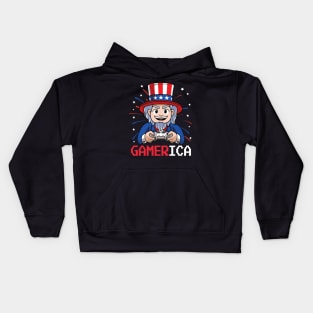 4th of July Uncle Sam Video Gamer Kids Hoodie